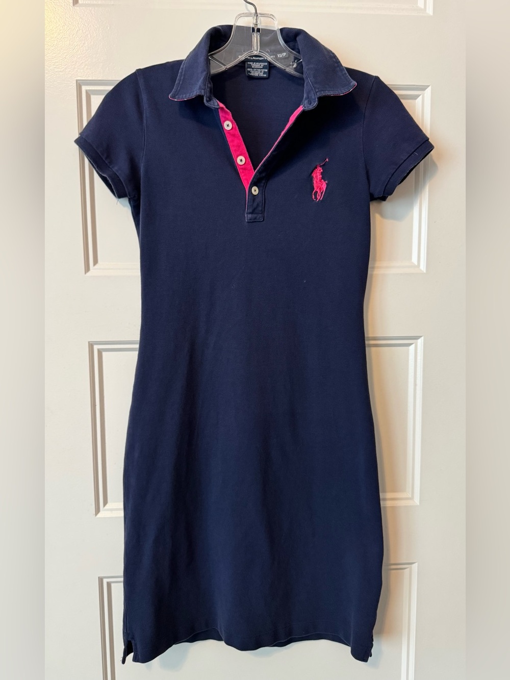 Ralph Lauren Sport Navy Pink Polo Dress Y2K Preppy Golf XS